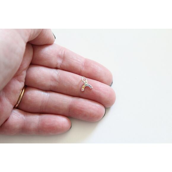 Sterling Silver Tiny Rainbow Charm with Nano Gems Charm - Picture 5 of 5